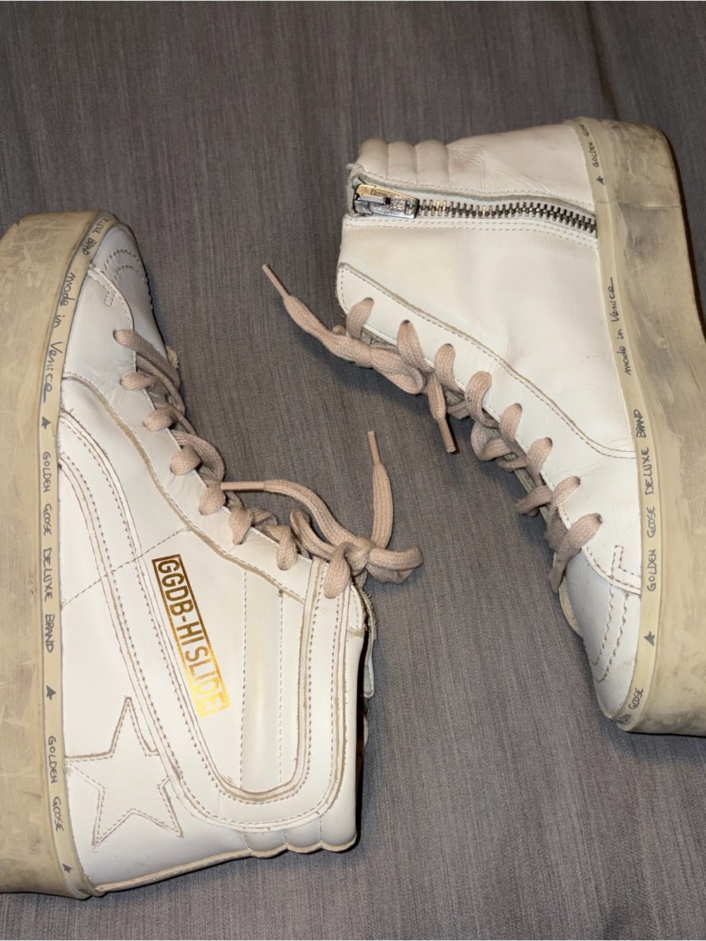 Golden Goose Hi Star Sneakers Hi Slide White W/ Pink Laces, 35 (5), High Top - Picture 8 of 15